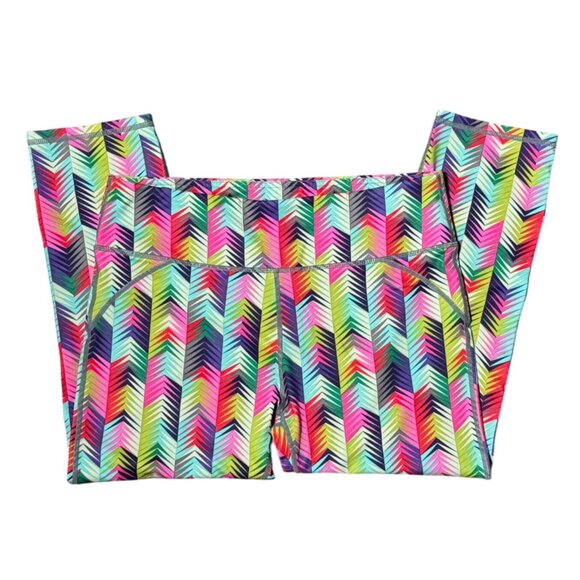 Fabletics Lima Capri Legging Womens Medium Multicolor Rainbow Chevron Print - Picture 2 of 10